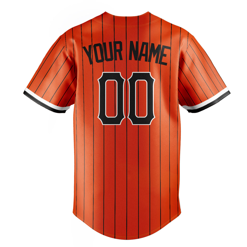 Personalized Orange & Black Black Pinstripe Fan Baseball Jersey