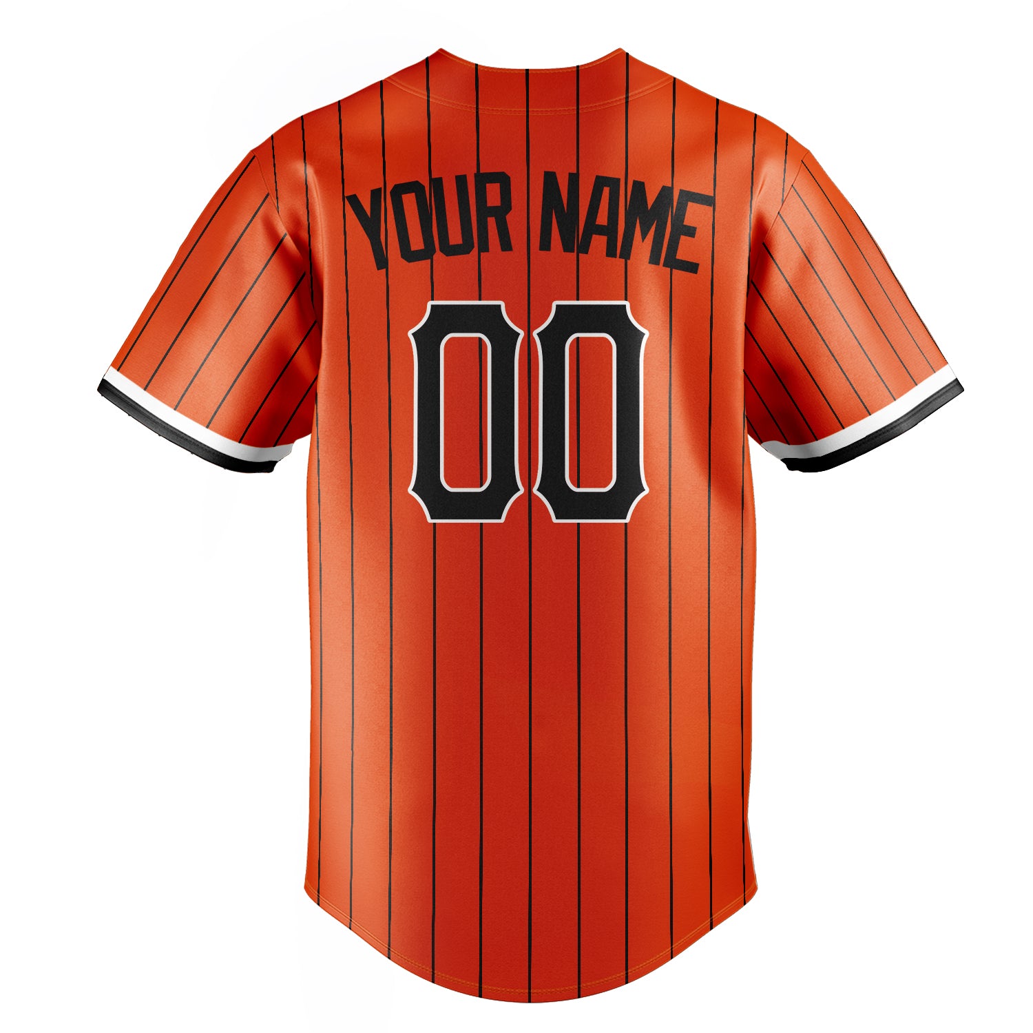 Personalized Orange & Black Black Pinstripe Fan Baseball Jersey