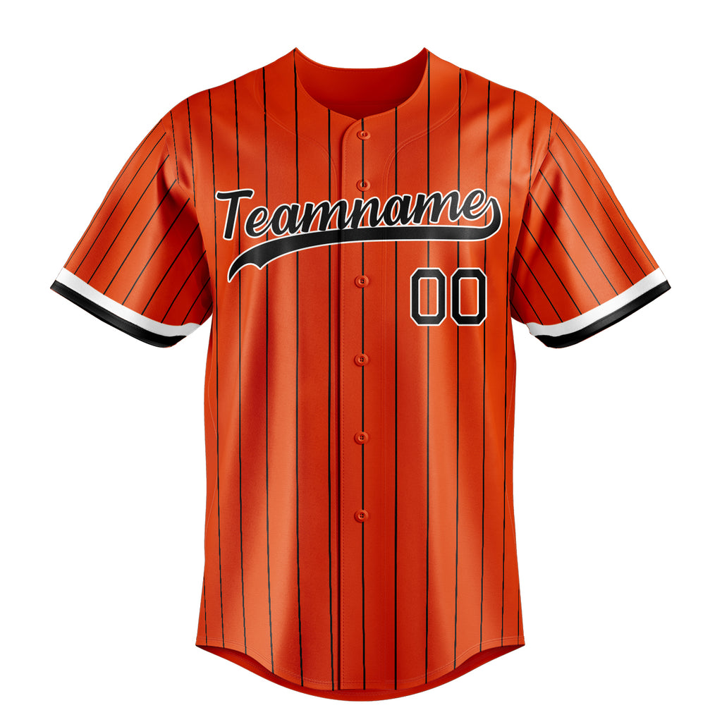 Personalized Orange & Black Black Pinstripe Fan Baseball Jersey