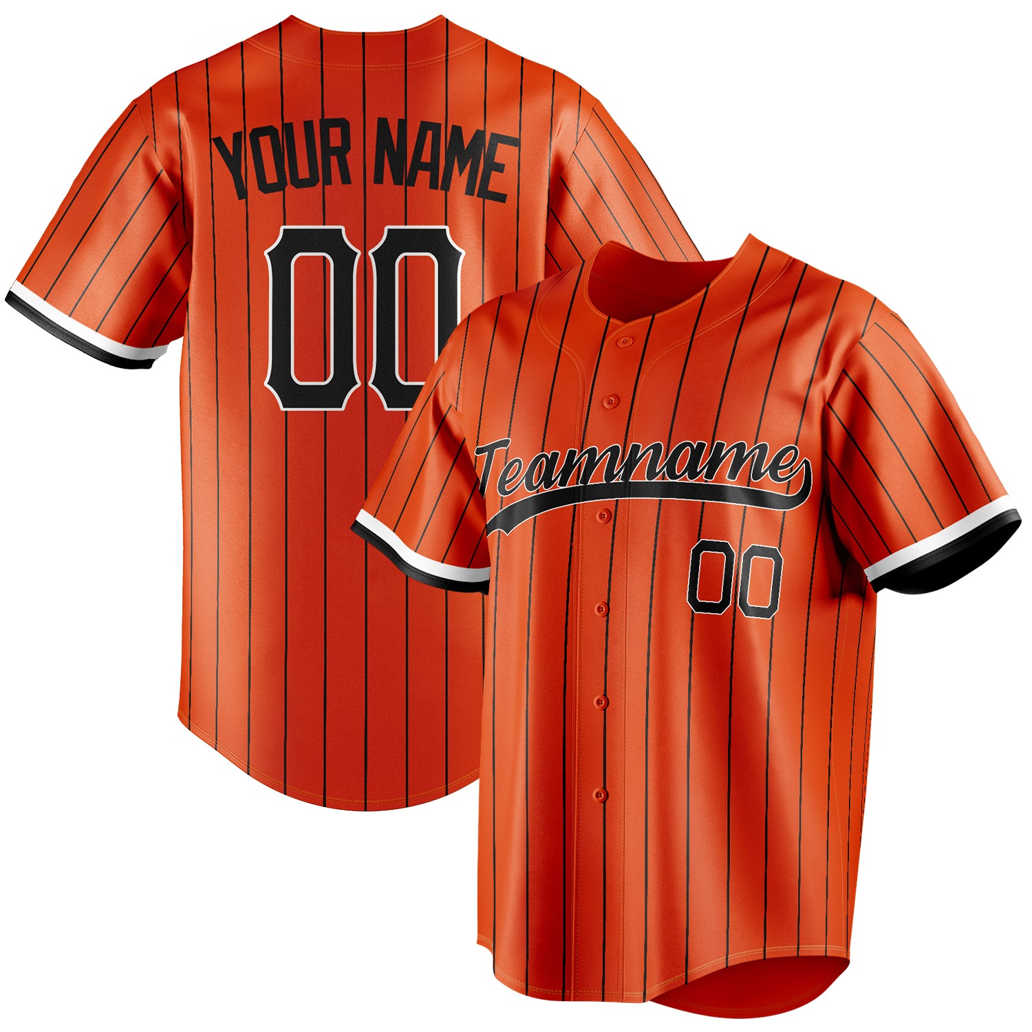 Personalized Orange & Black Black Pinstripe Fan Baseball Jersey BB01240529WY179