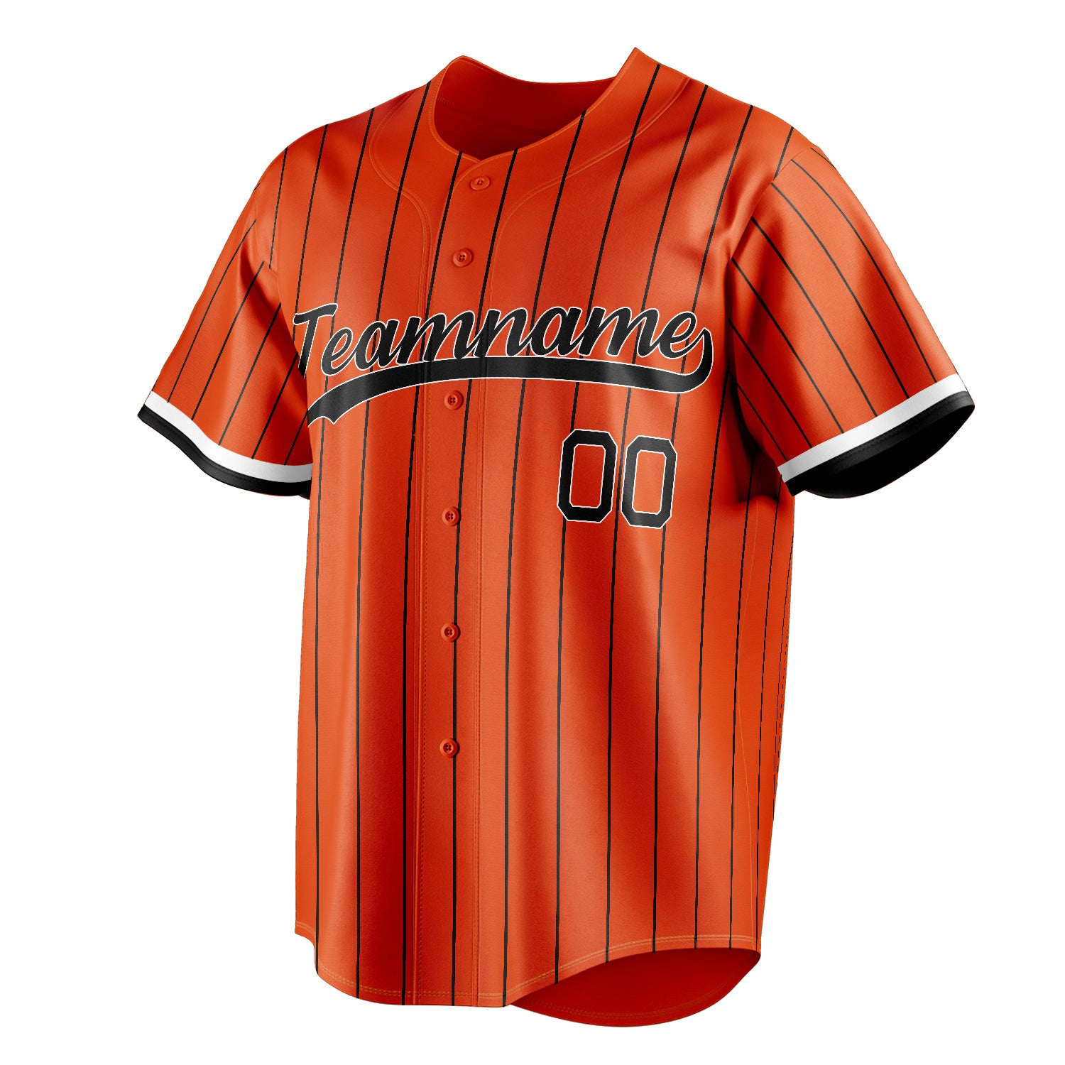 Personalized Orange & Black Black Pinstripe Fan Baseball Jersey