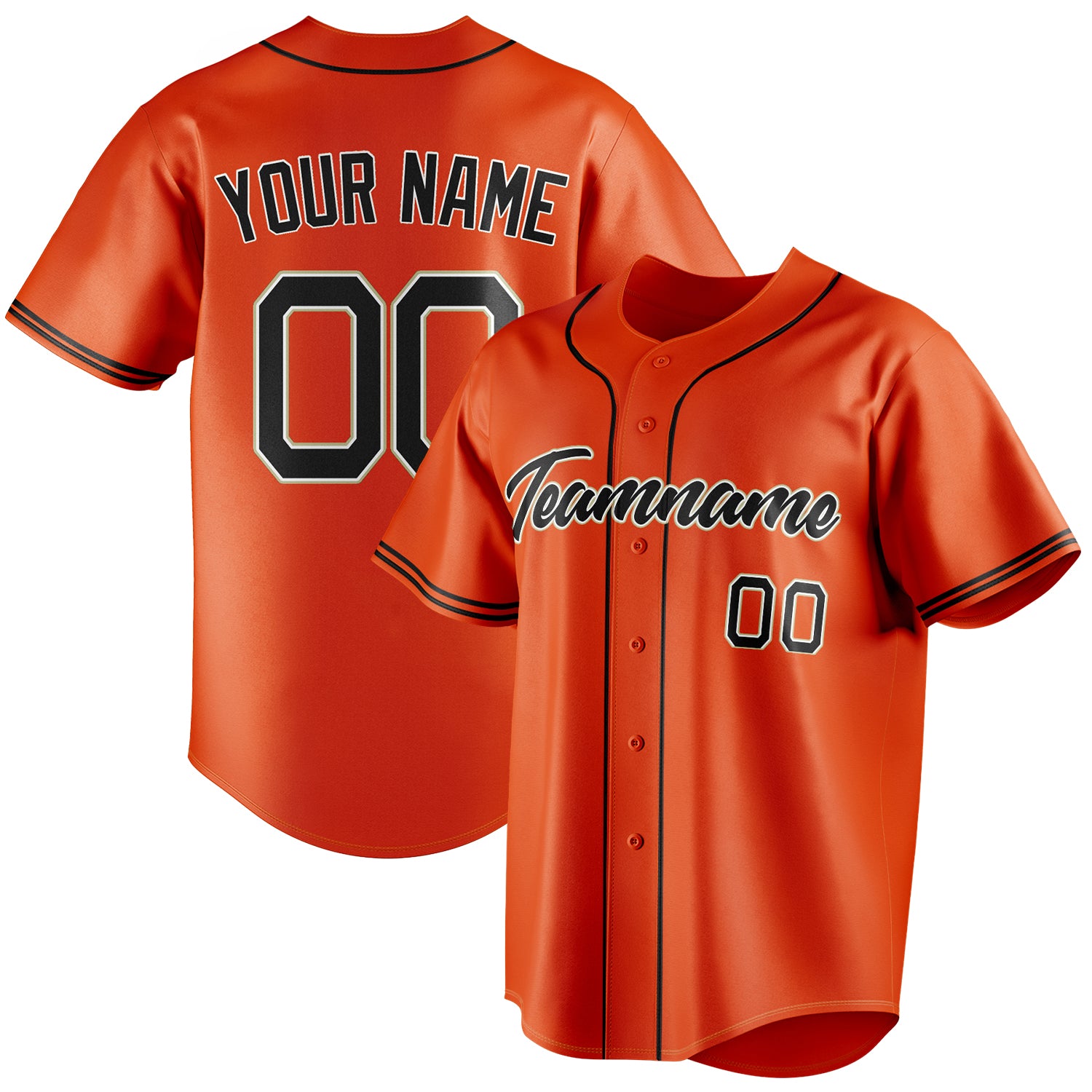 Personalized Orange & Black Color Fan Baseball Jersey BB01240529WY181