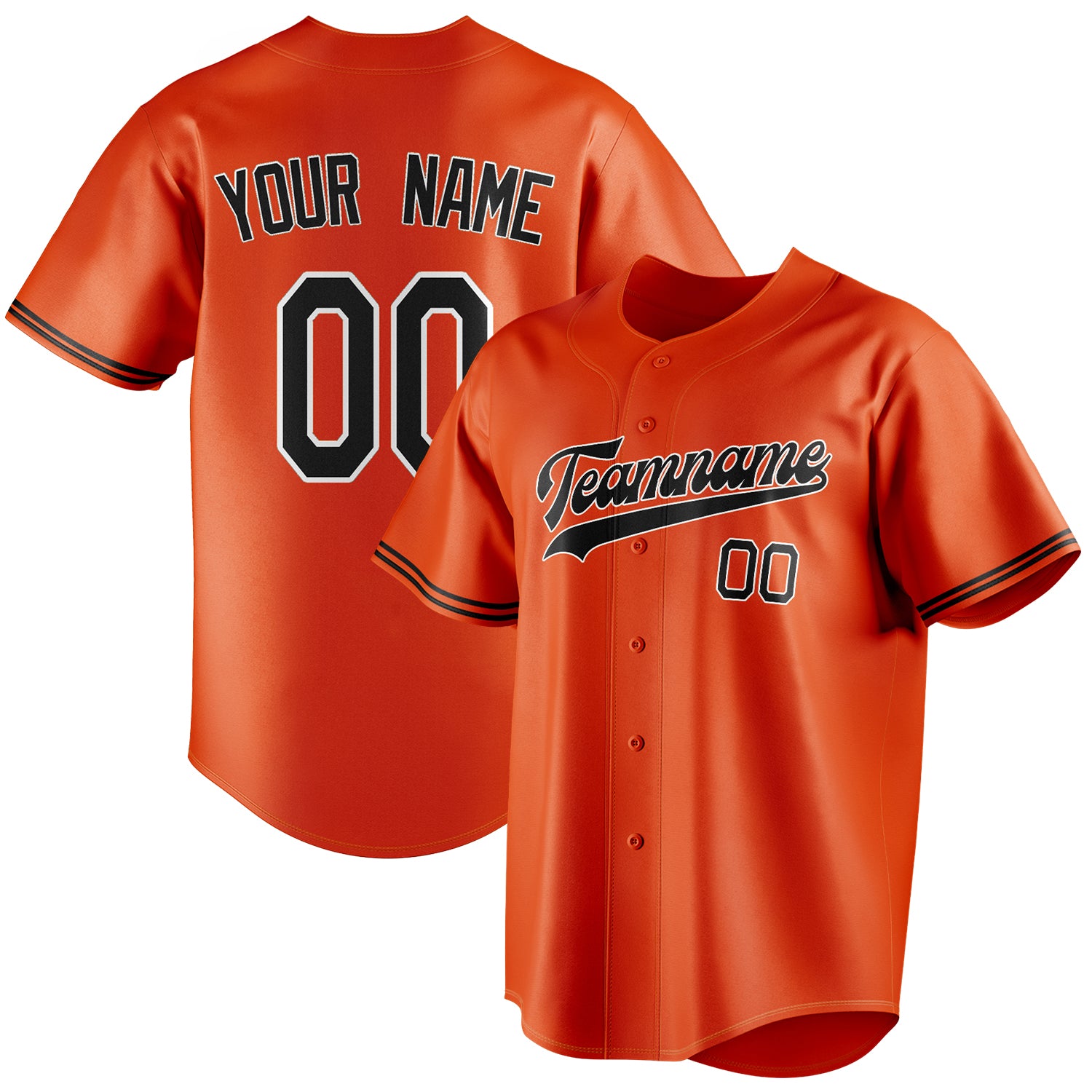 Personalized Orange & Black Color Fan Baseball Jersey BB01240529WY182
