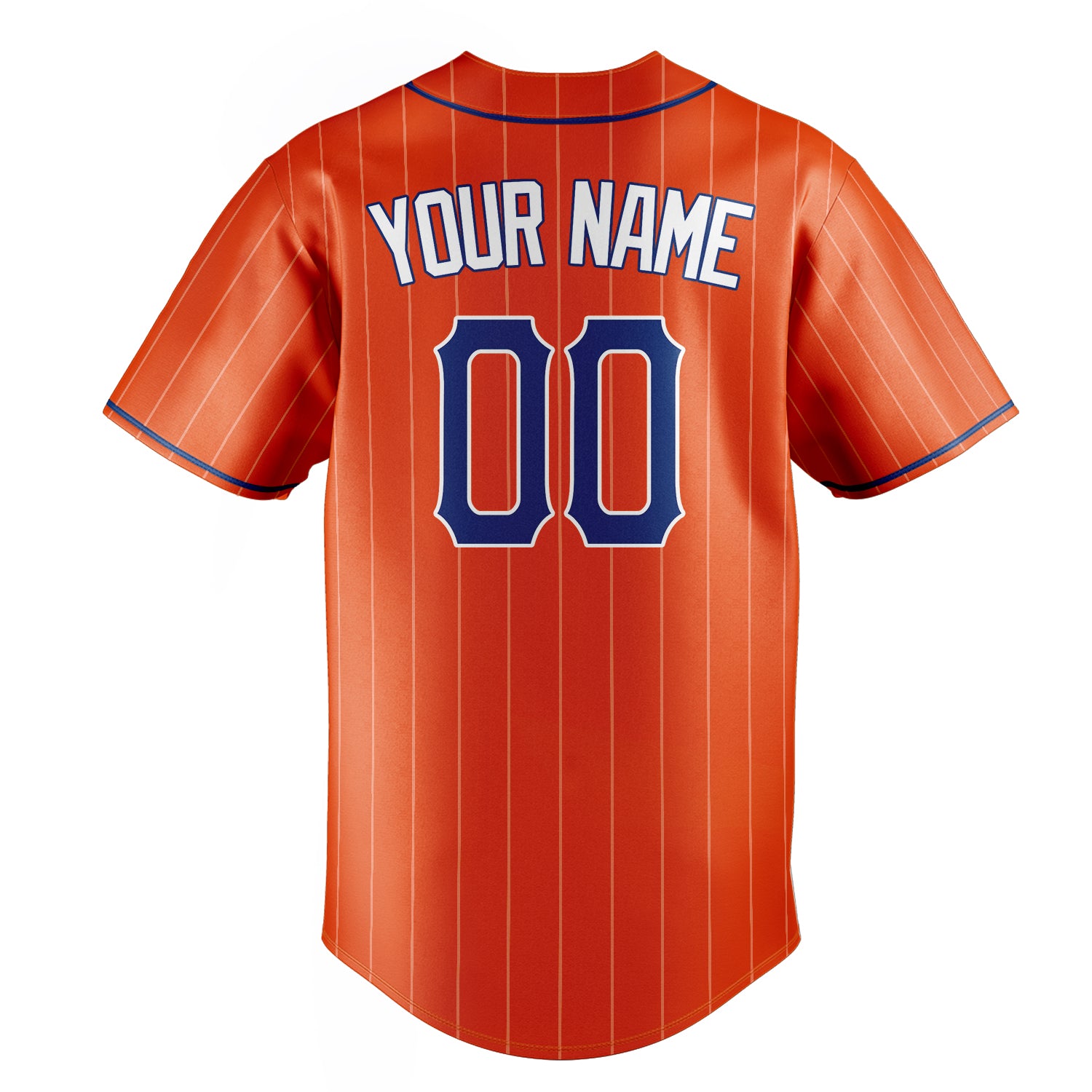 Personalized Orange & Navy White Pinstripe Fan Baseball Jersey