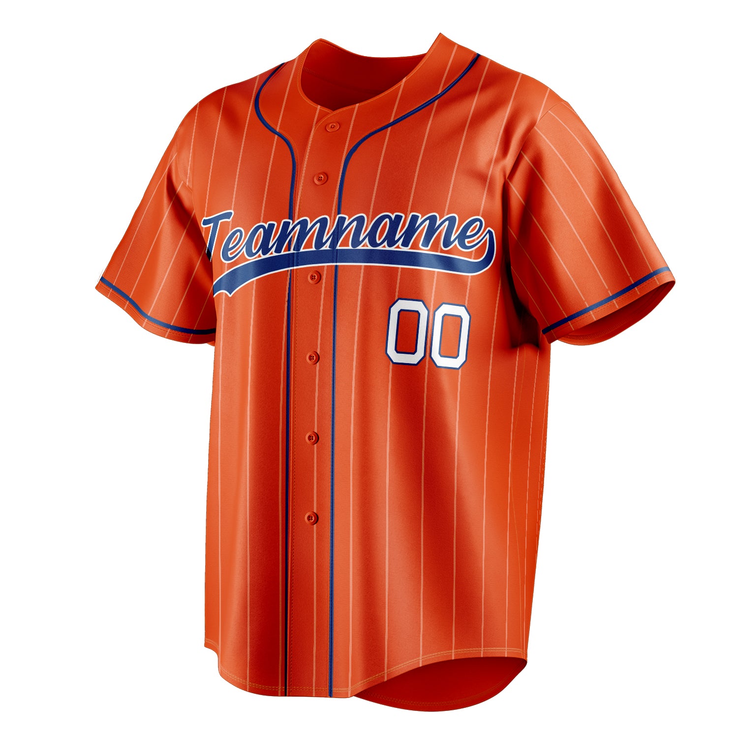 Personalized Orange & Navy White Pinstripe Fan Baseball Jersey