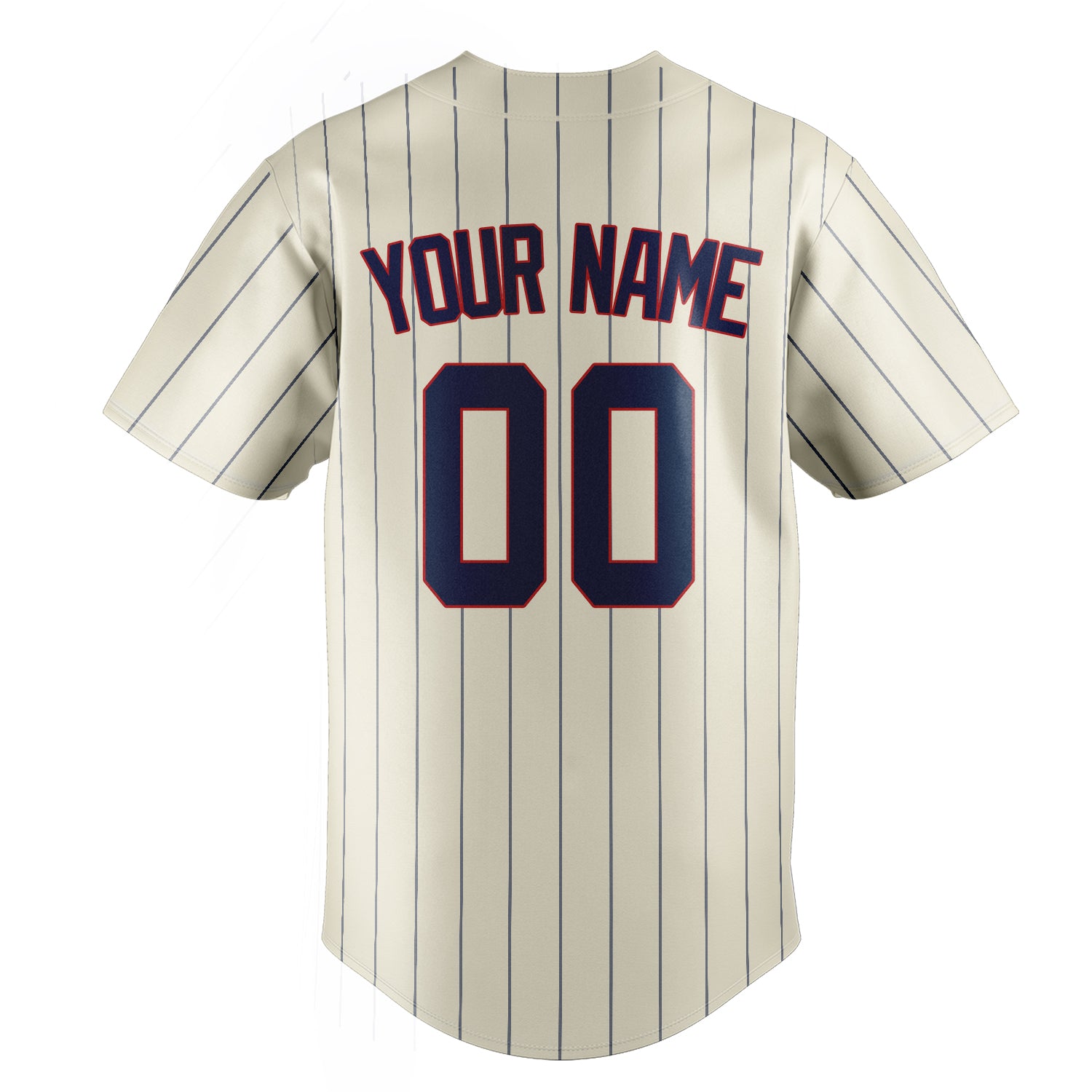 Personalized Cream & Navy Navy Pinstripe Fan Baseball Jersey