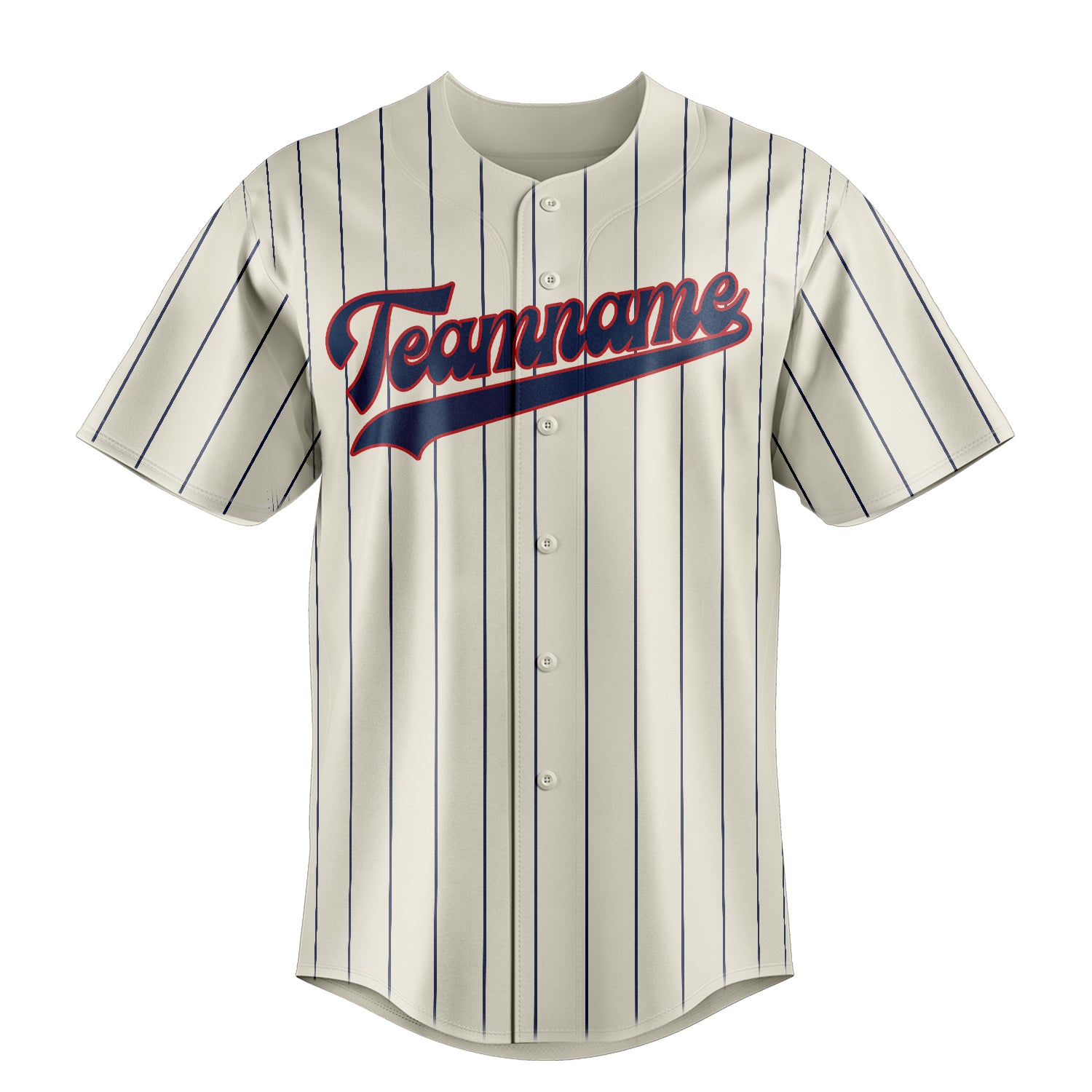 Personalized Cream & Navy Navy Pinstripe Fan Baseball Jersey