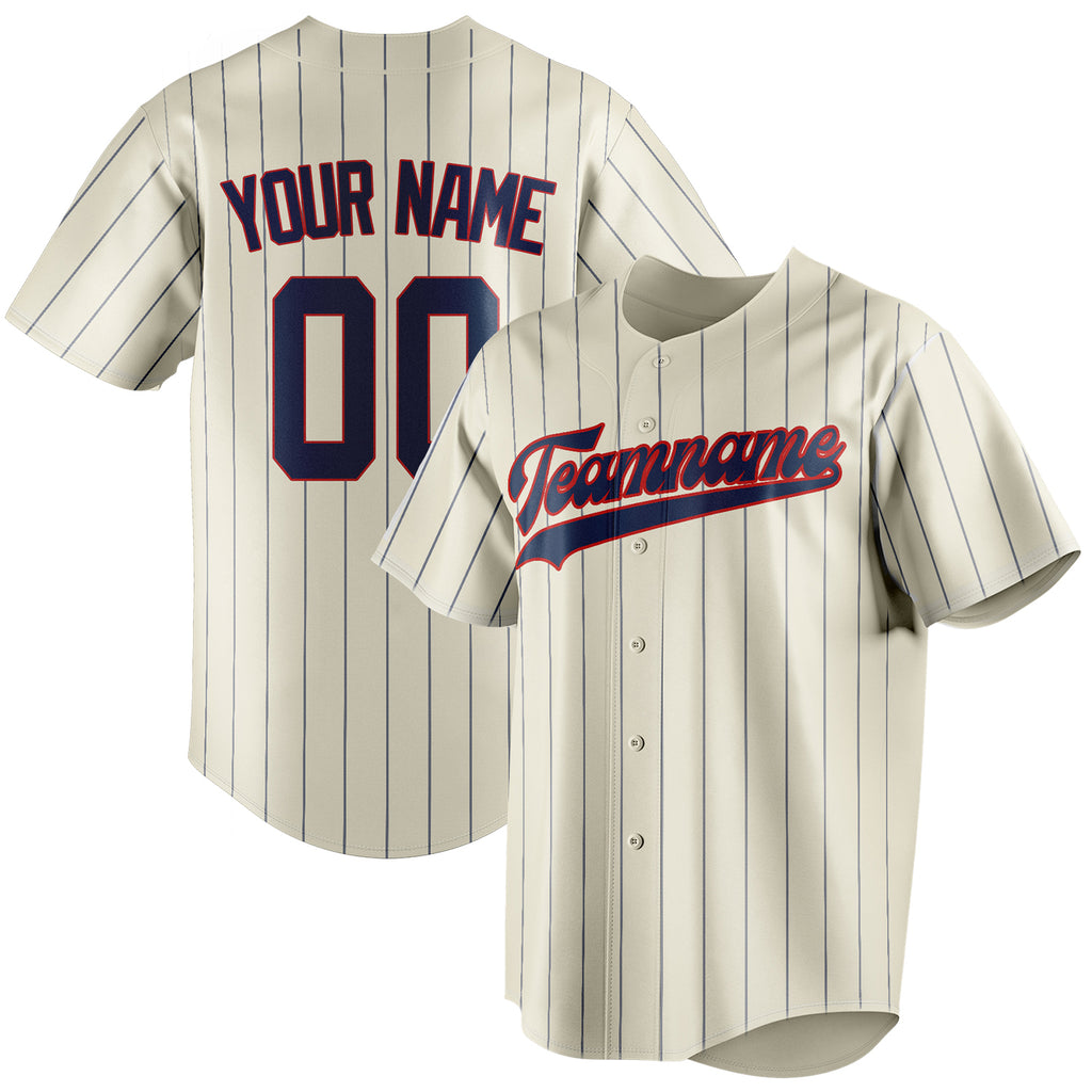 Personalized Cream & Navy Navy Pinstripe Fan Baseball Jersey BB01240529YX200