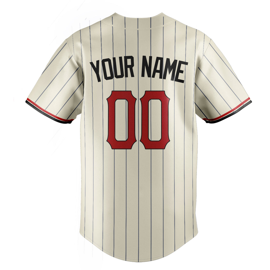 Personalized Cream & Red Color Fan Baseball Jersey