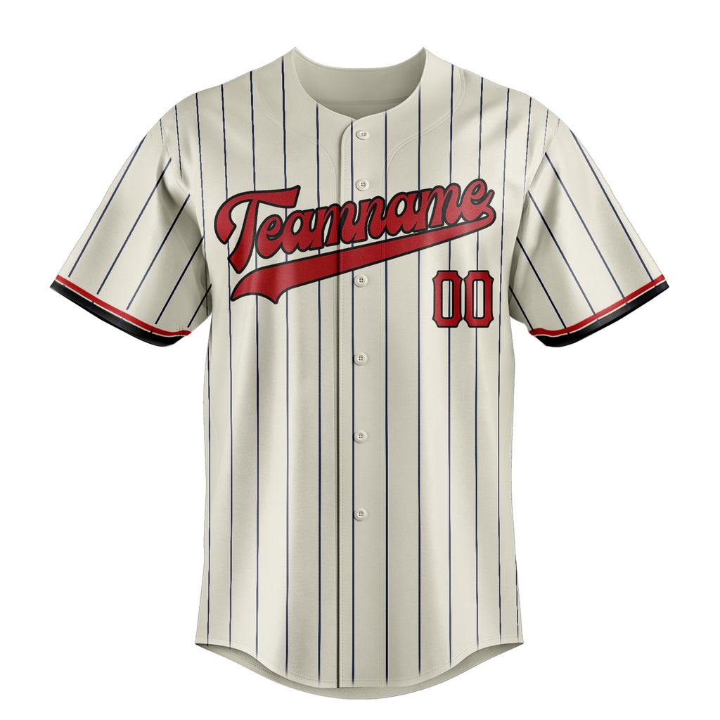 Personalized Cream & Red Color Fan Baseball Jersey