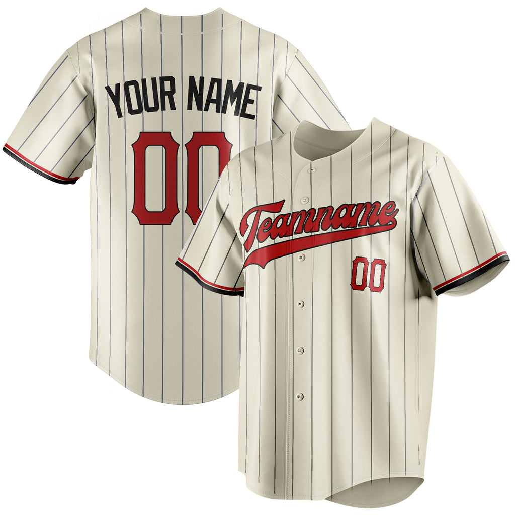 Personalized Cream & Red Color Fan Baseball Jersey BB01240529YX202