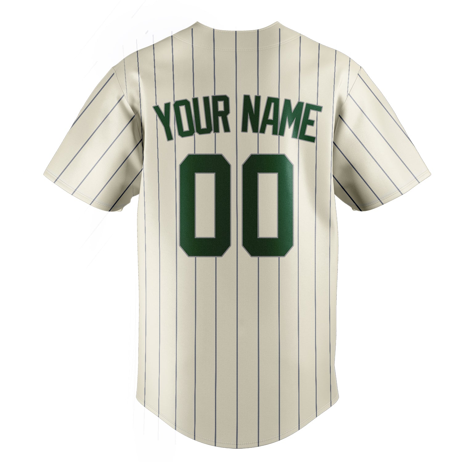 Personalized Cream & Green Gray Pinstripe Fan Baseball Jersey