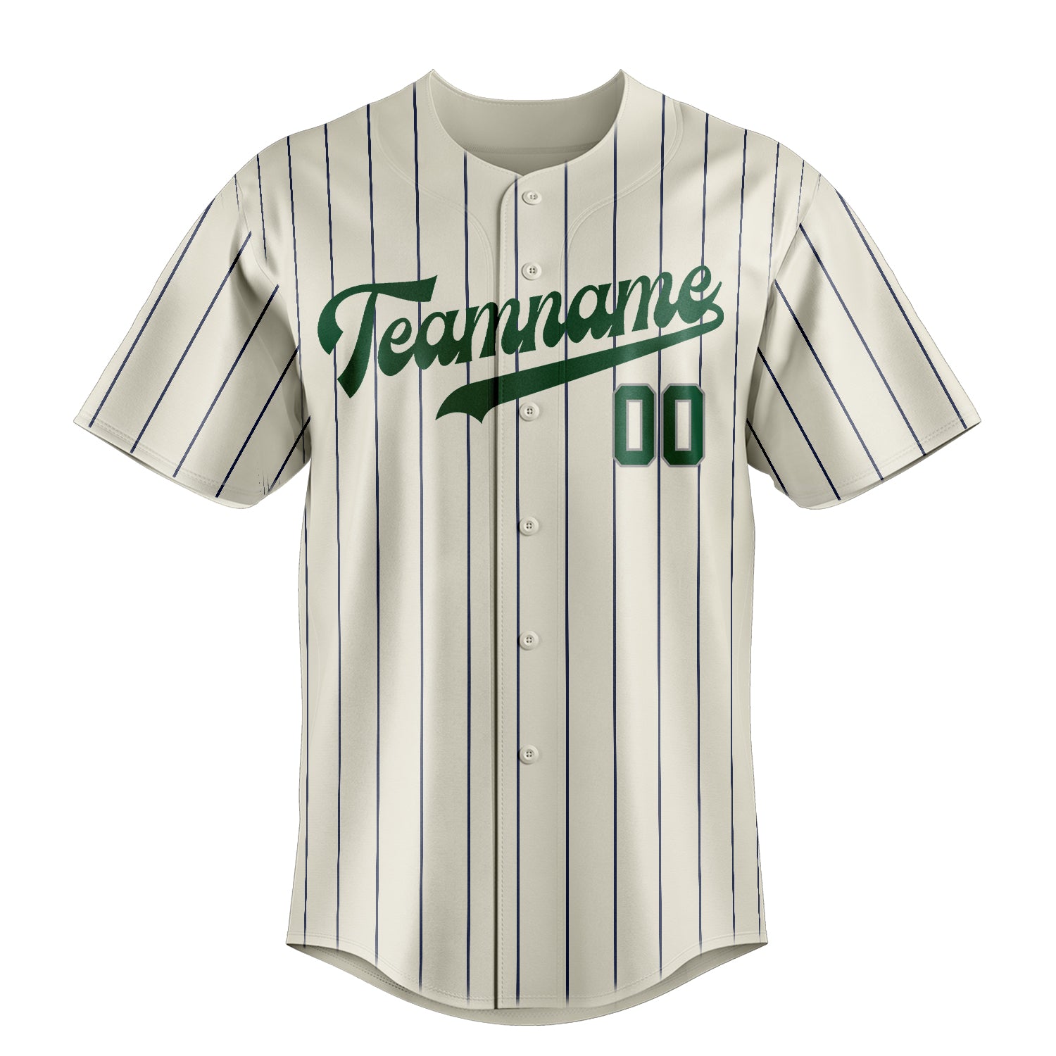 Personalized Cream & Green Gray Pinstripe Fan Baseball Jersey