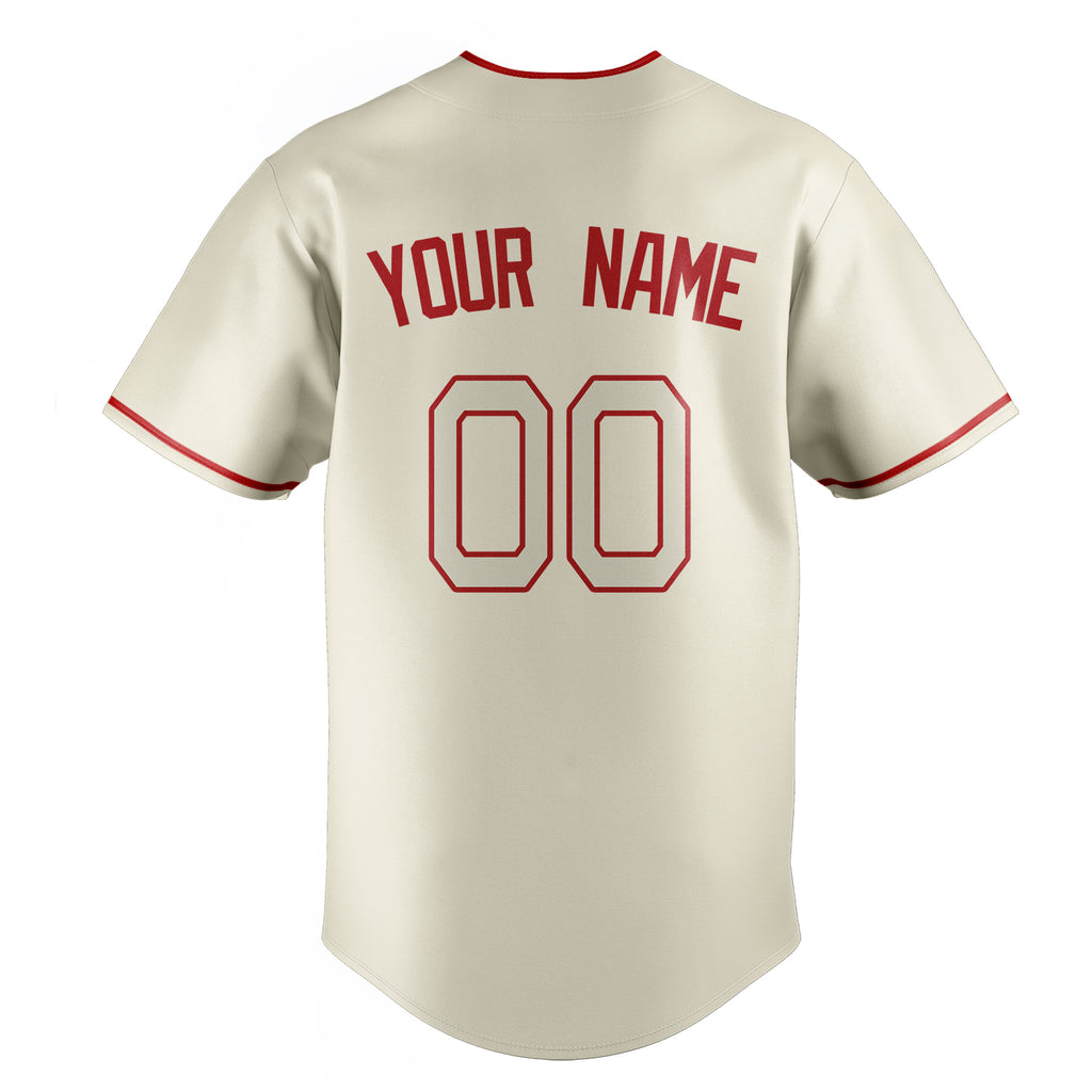 Personalized Cream & Red Color Fan Baseball Jersey