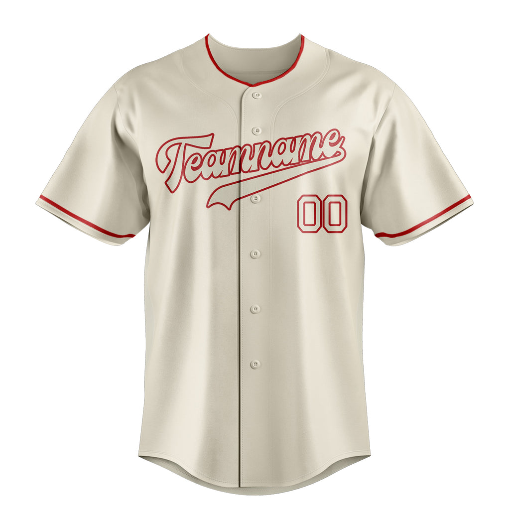 Personalized Cream & Red Color Fan Baseball Jersey