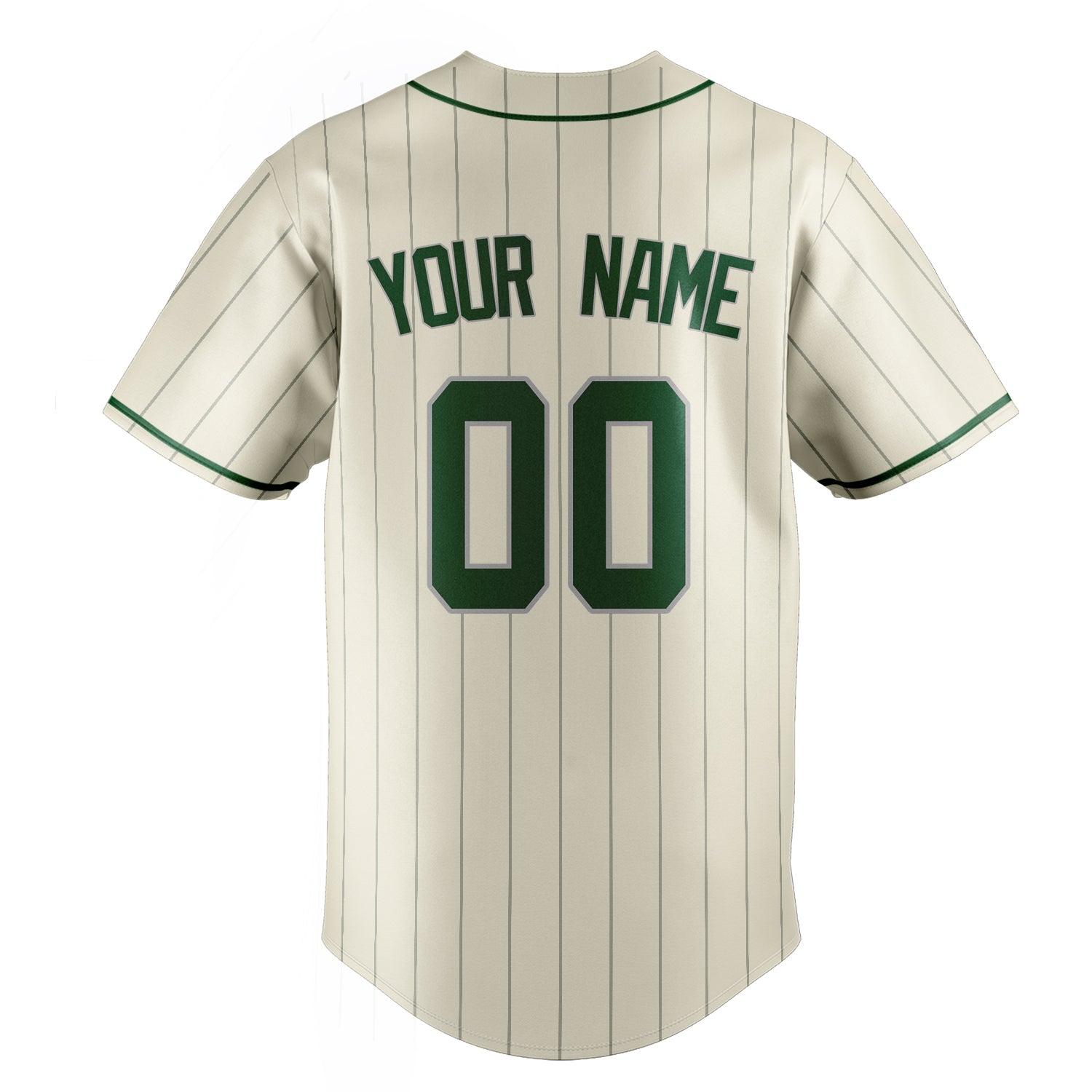 Personalized Cream & Green Gray Pinstripe Fan Baseball Jersey