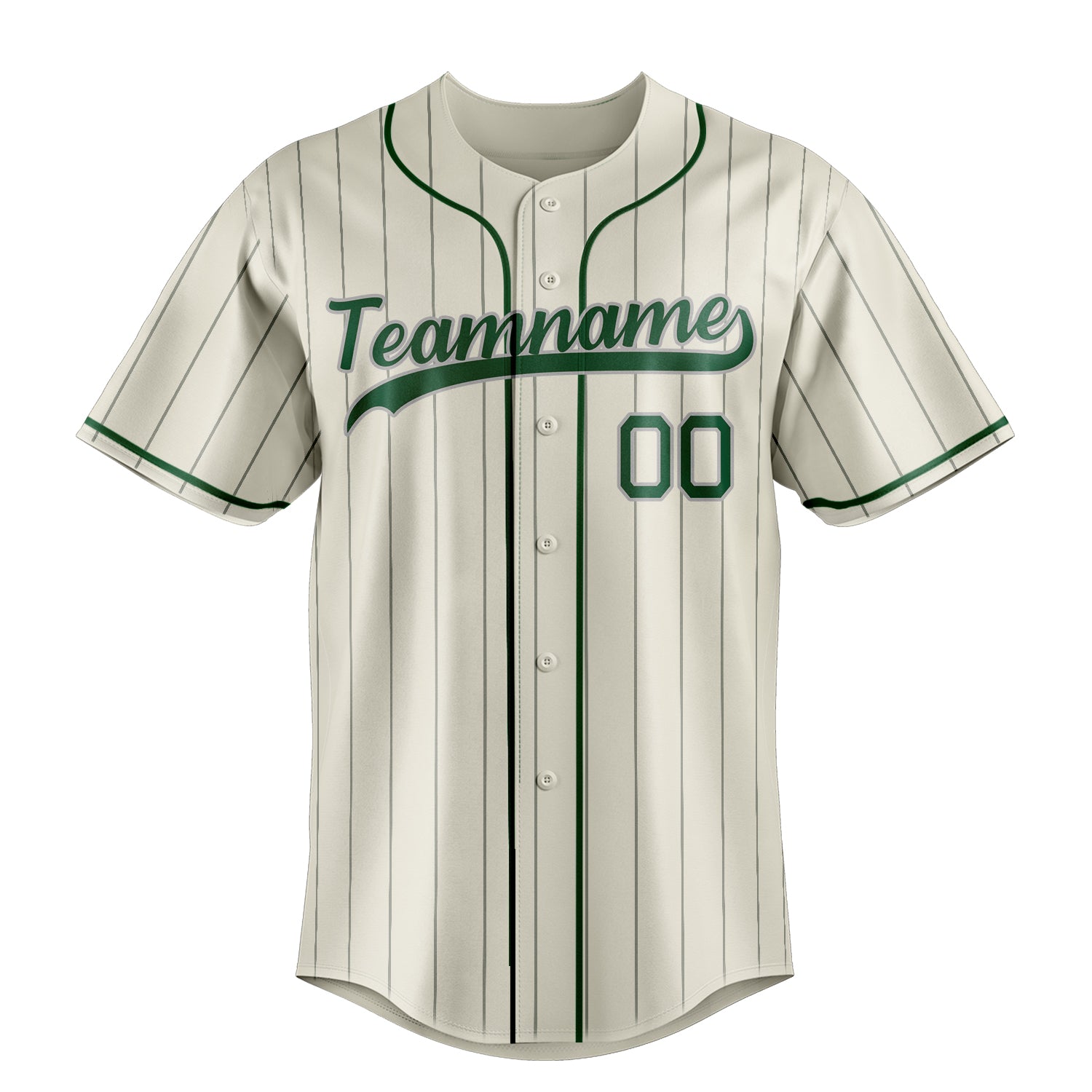 Personalized Cream & Green Gray Pinstripe Fan Baseball Jersey