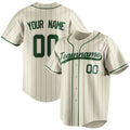 Personalized Cream & Green Gray Pinstripe Fan Baseball Jersey BB01240529YX205