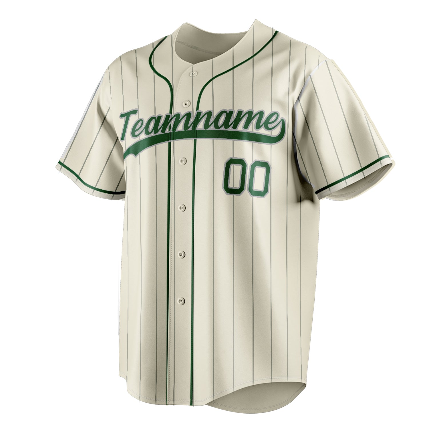 Personalized Cream & Green Gray Pinstripe Fan Baseball Jersey