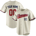 Personalized Cream & Red Navy Pinstripe Fan Baseball Jersey BB01240529YX207