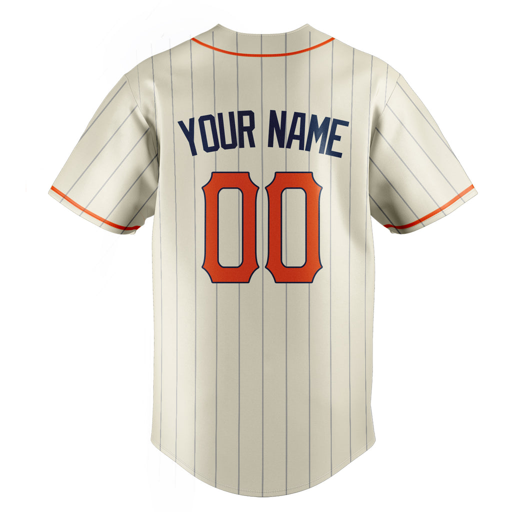 Personalized Cream & Orange Black Pinstripe Fan Baseball Jersey