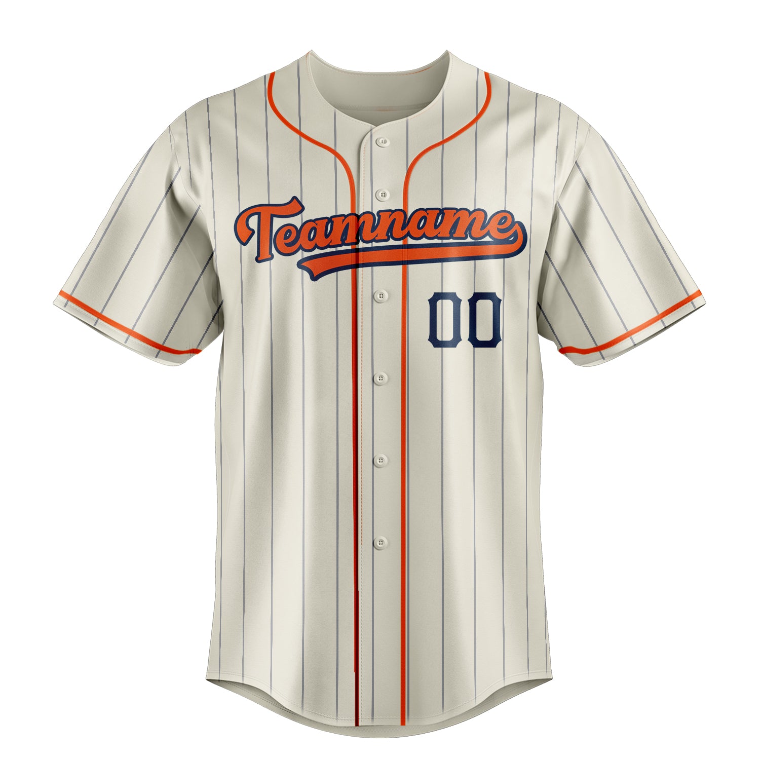 Personalized Cream & Orange Black Pinstripe Fan Baseball Jersey