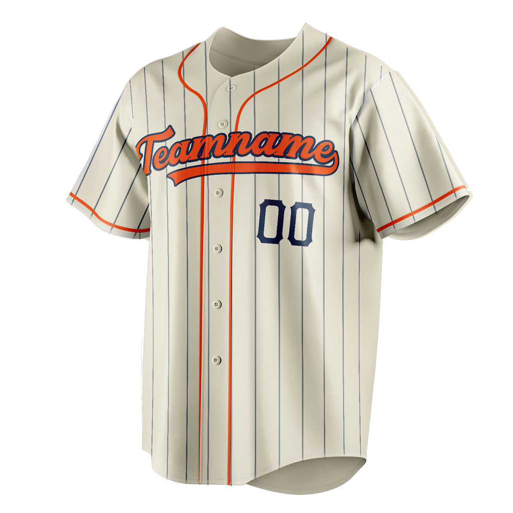 Personalized Cream & Orange Black Pinstripe Fan Baseball Jersey