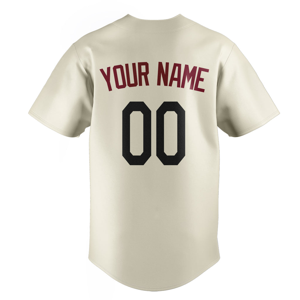 Personalized Cream & Black Color Fan Baseball Jersey