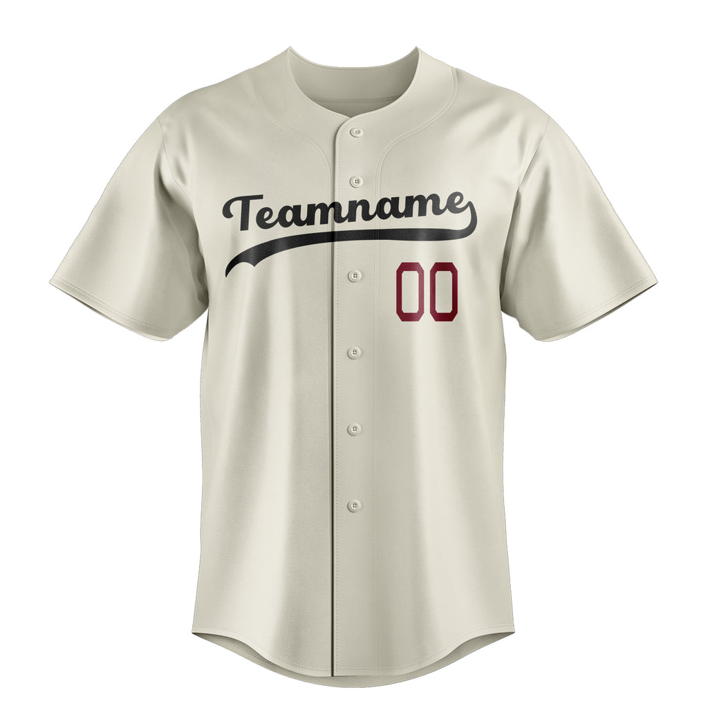 Personalized Cream & Black Color Fan Baseball Jersey