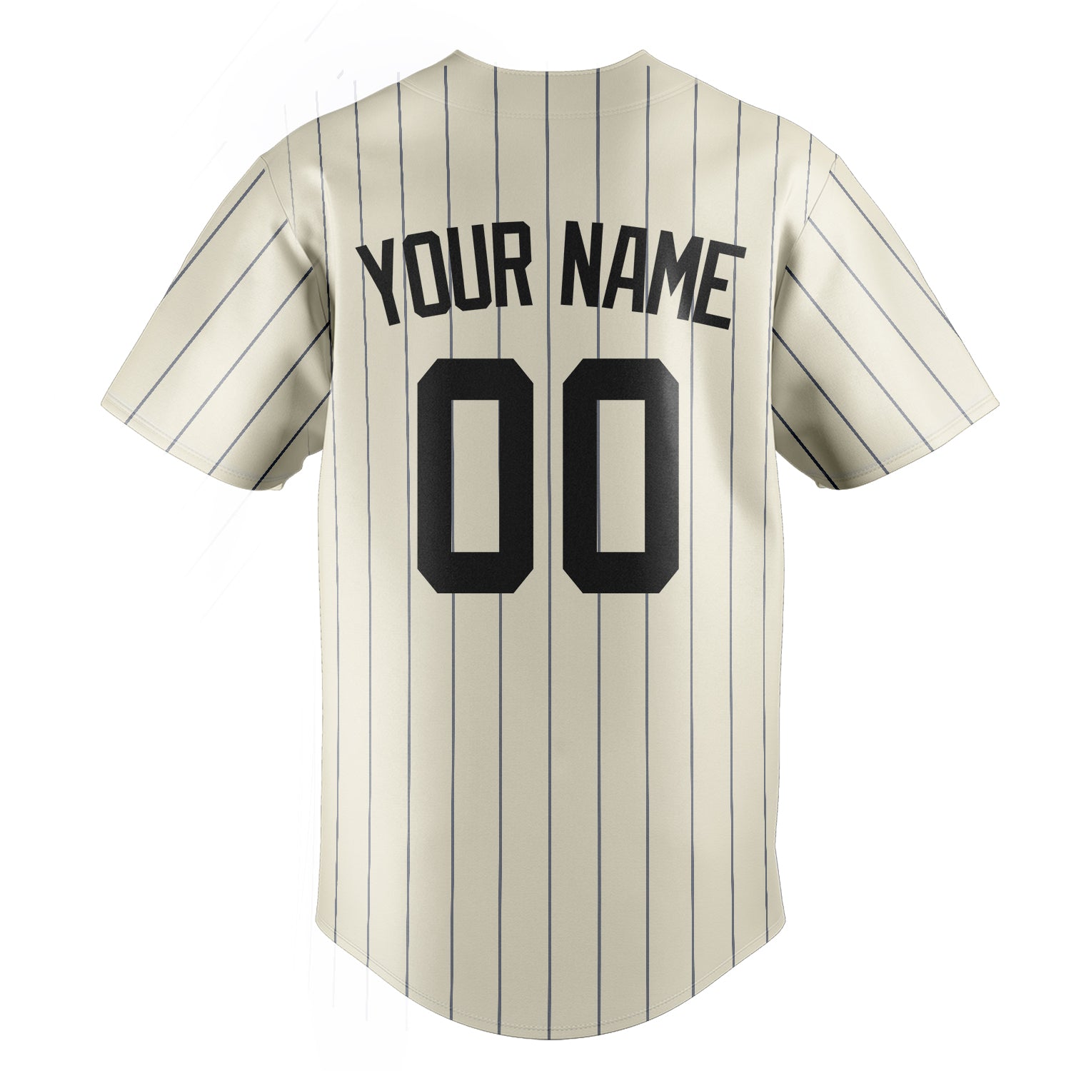 Personalized Cream & Black Black Pinstripe Fan Baseball Jersey