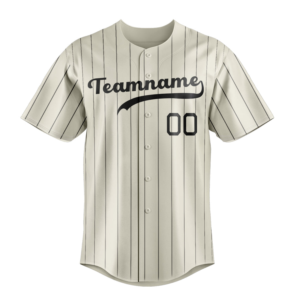 Personalized Cream & Black Black Pinstripe Fan Baseball Jersey