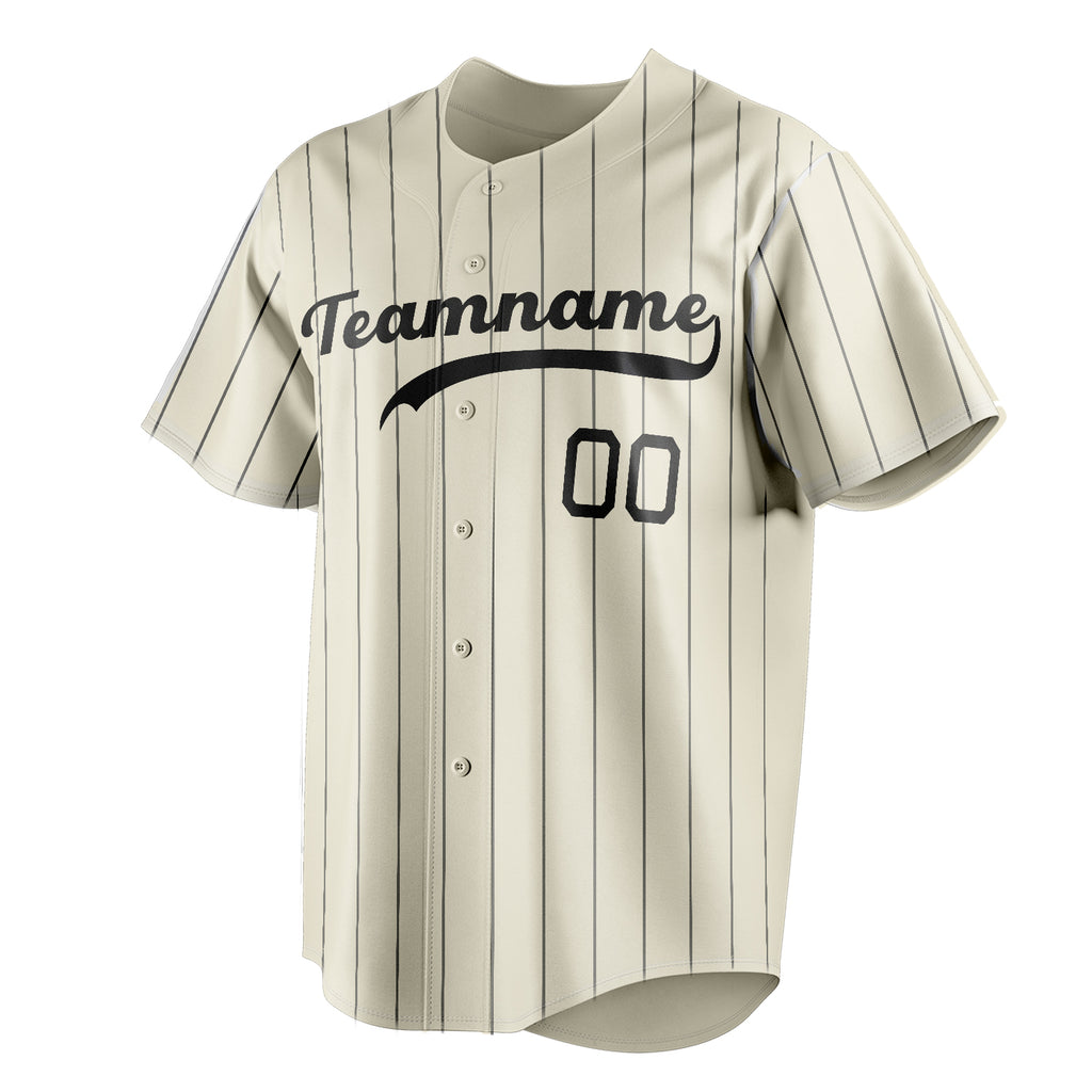 Personalized Cream & Black Black Pinstripe Fan Baseball Jersey