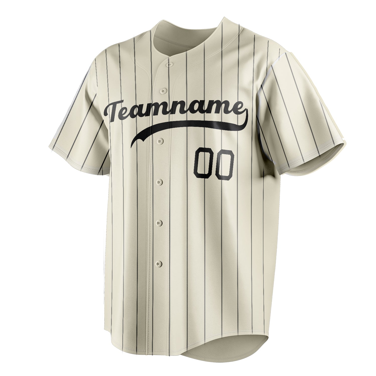 Personalized Cream & Black Black Pinstripe Fan Baseball Jersey