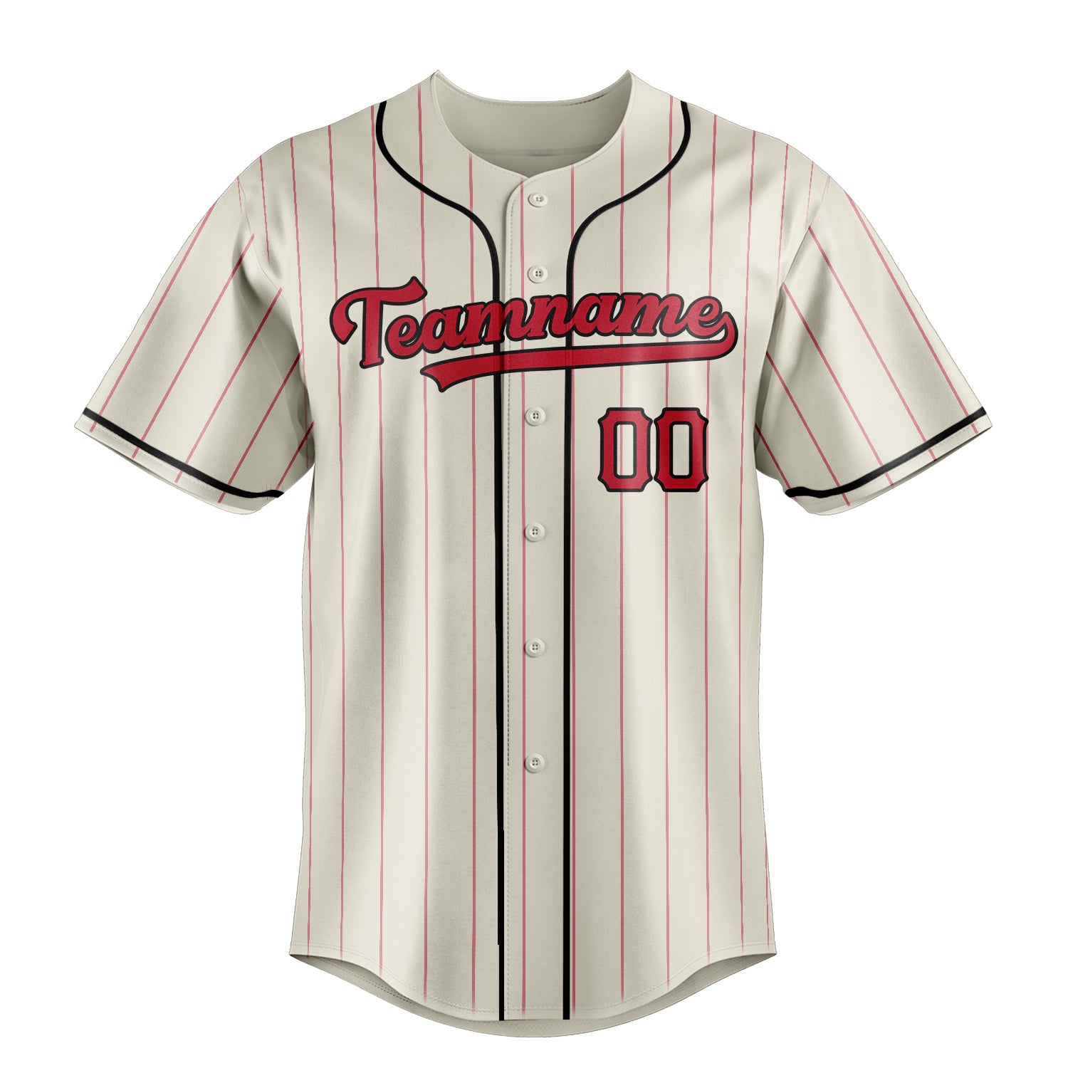 Personalized Cream & Red Red Pinstripe Fan Baseball Jersey