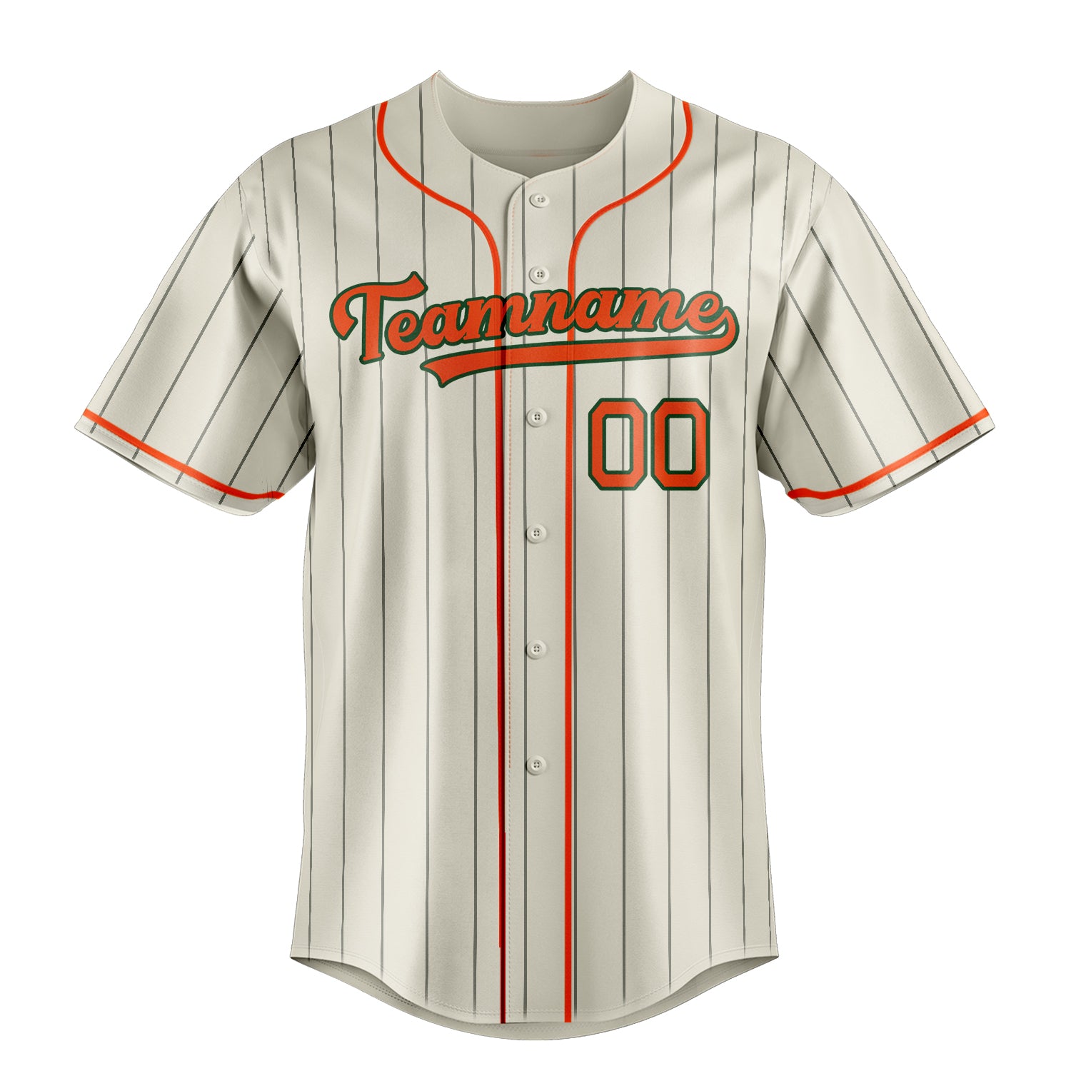 Personalized Cream & Orange Navy Pinstripe Fan Baseball Jersey