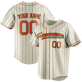 Personalized Cream & Orange Navy Pinstripe Fan Baseball Jersey BB01240529YX213