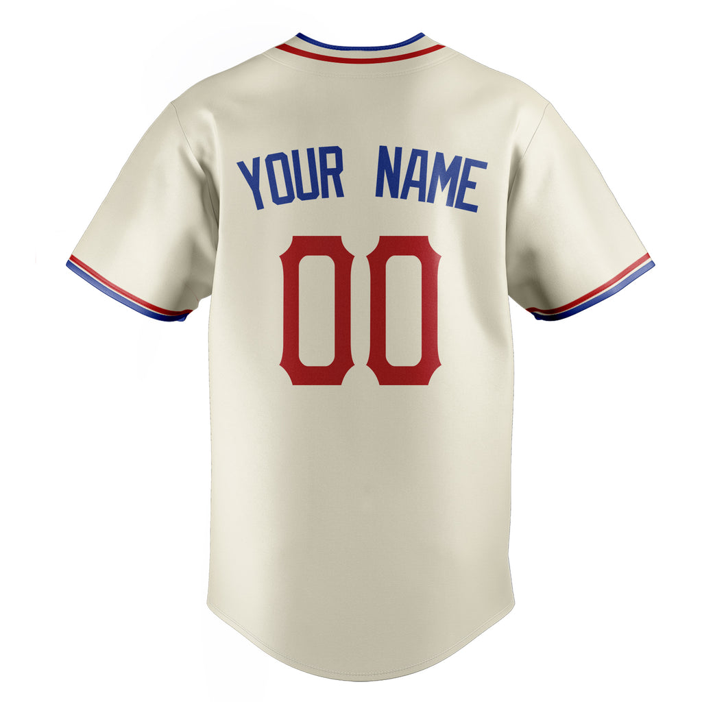 Personalized Cream & Royal Color Fan Baseball Jersey