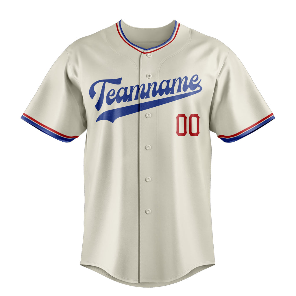 Personalized Cream & Royal Color Fan Baseball Jersey