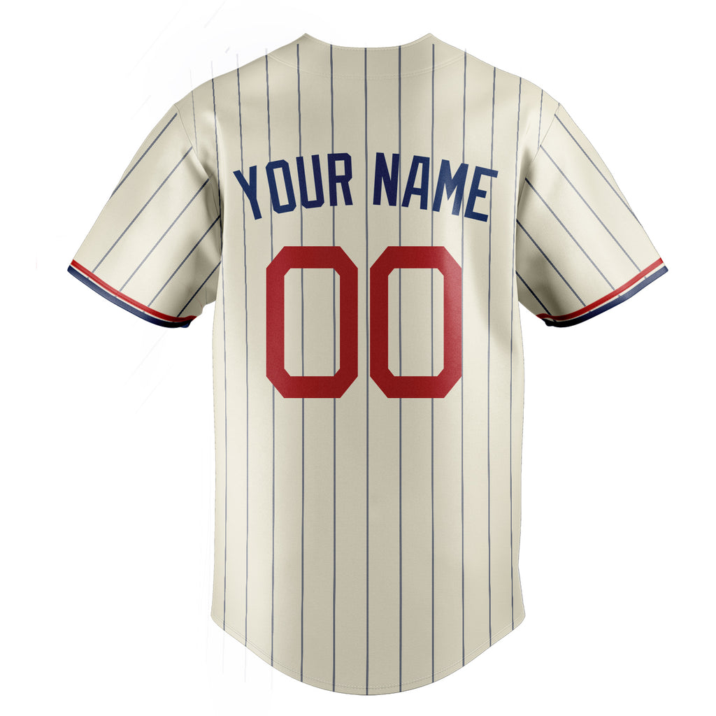 Personalized Cream & Royal Navy Pinstripe Fan Baseball Jersey