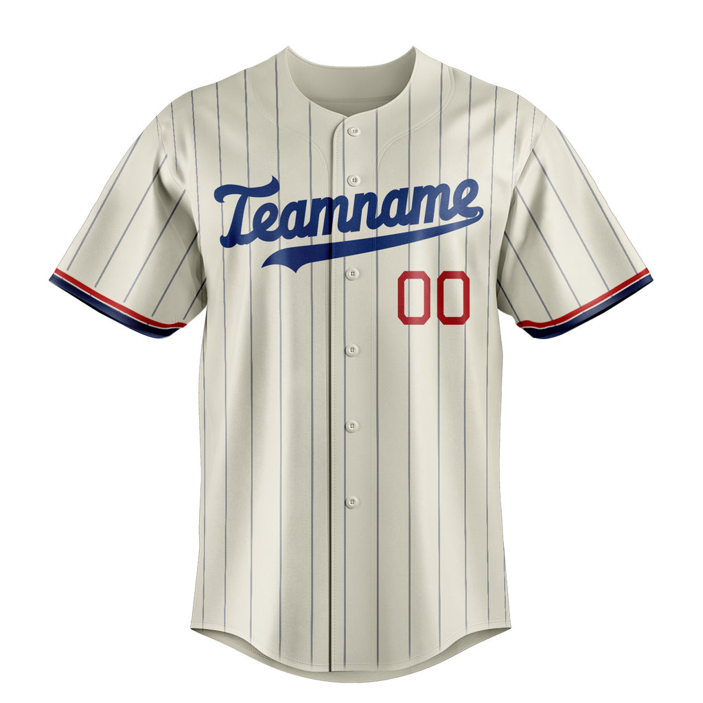 Personalized Cream & Royal Navy Pinstripe Fan Baseball Jersey