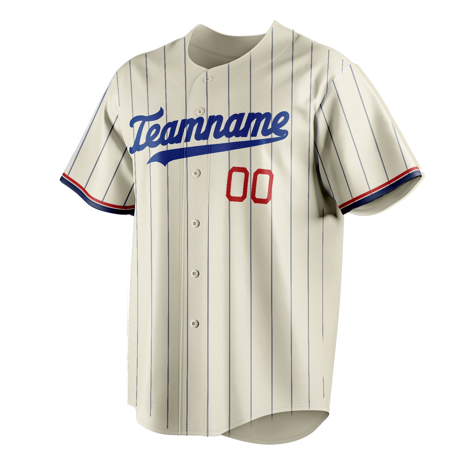 Personalized Cream & Royal Navy Pinstripe Fan Baseball Jersey