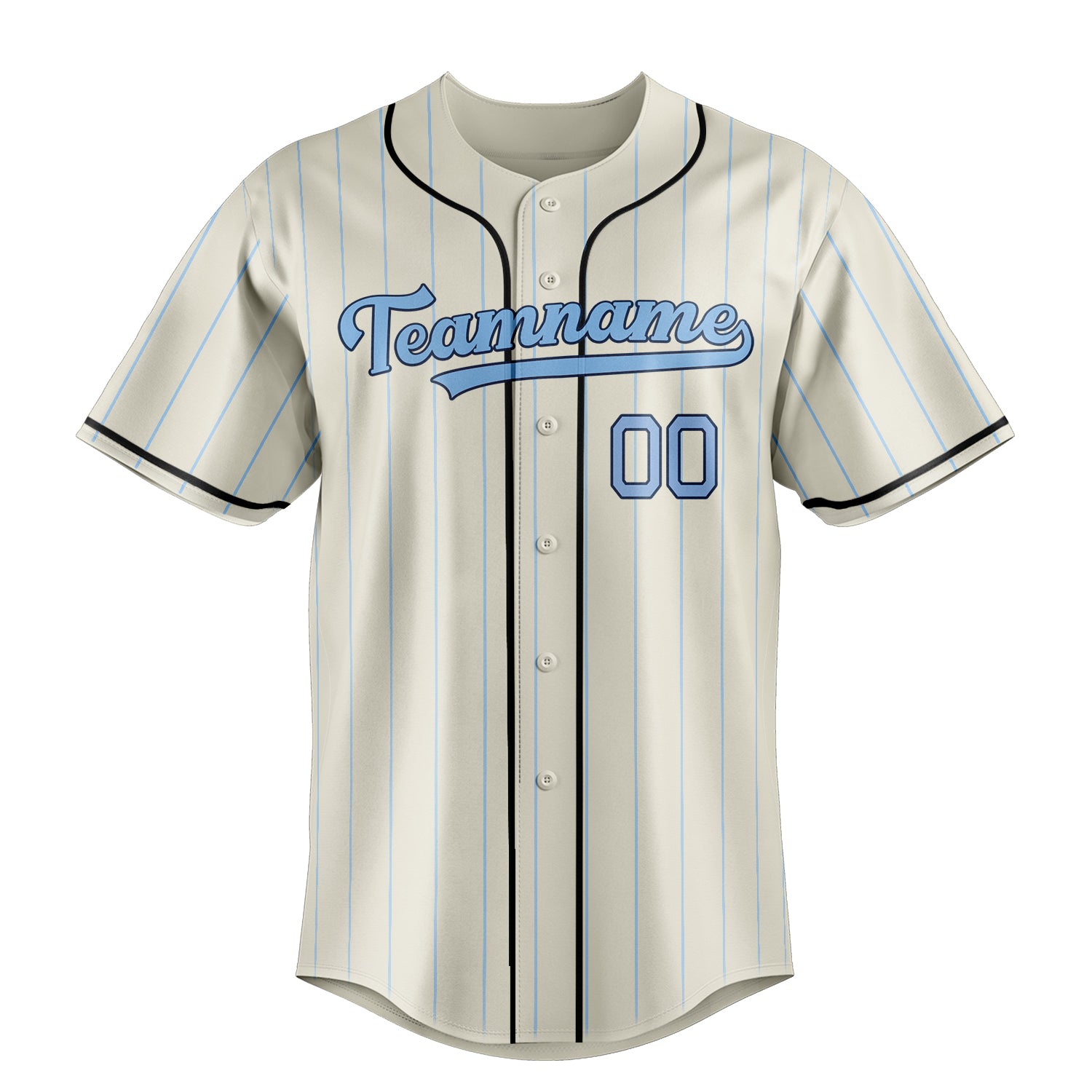 Personalized Cream & Light Blue Light Blue Pinstripe Fan Baseball Jersey