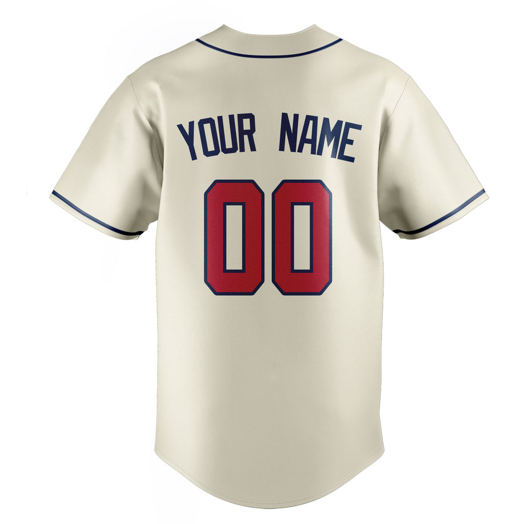 Personalized Cream & Red Color Fan Baseball Jersey
