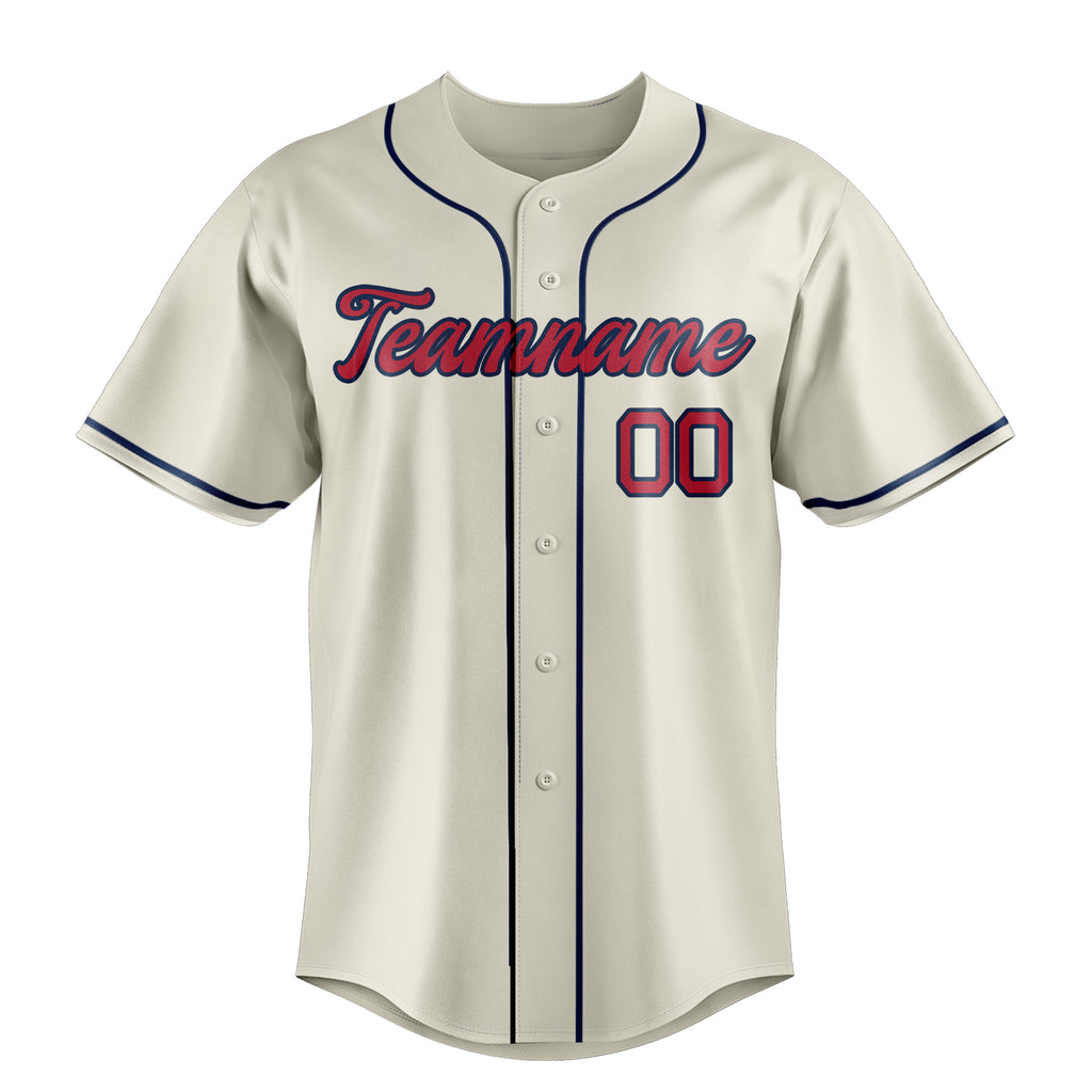 Personalized Cream & Red Color Fan Baseball Jersey