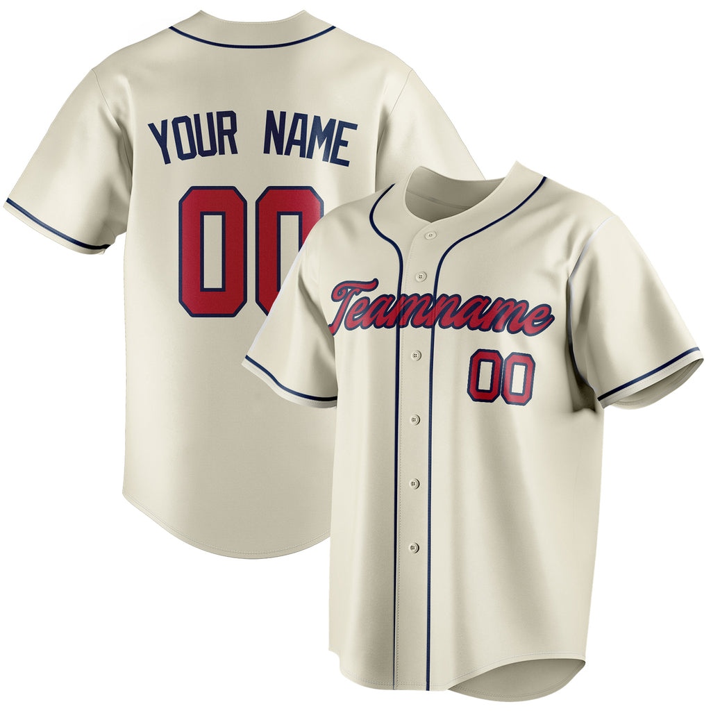 Personalized Cream & Red Color Fan Baseball Jersey BB01240529YX218