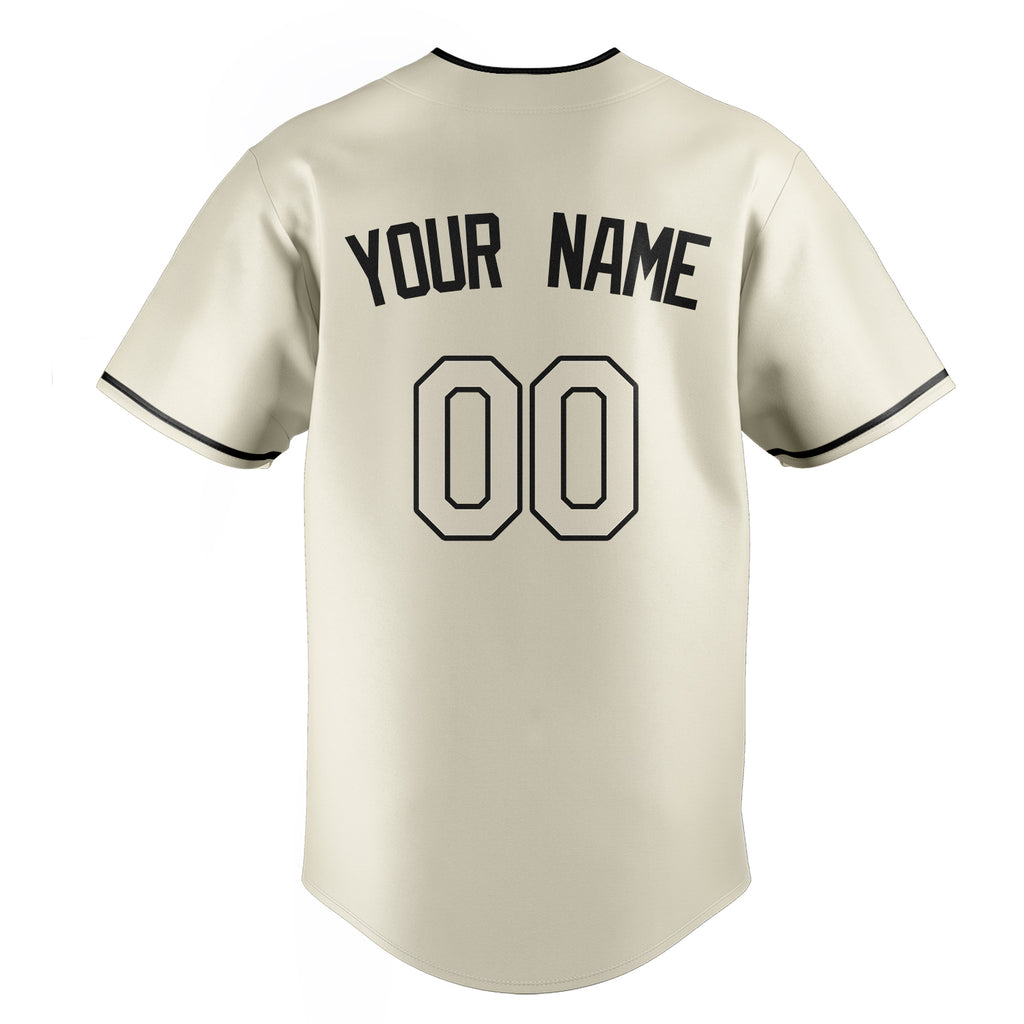 Personalized Cream & Black Color Fan Baseball Jersey