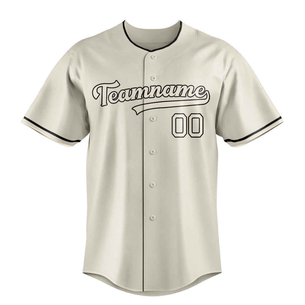 Personalized Cream & Black Color Fan Baseball Jersey