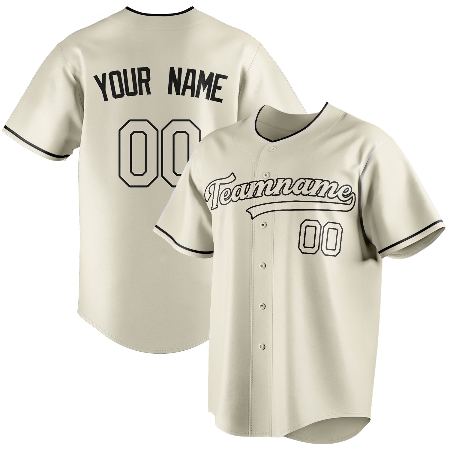 Personalized Cream & Black Color Fan Baseball Jersey BB01240529YX219