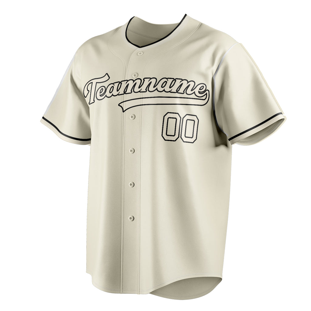 Personalized Cream & Black Color Fan Baseball Jersey