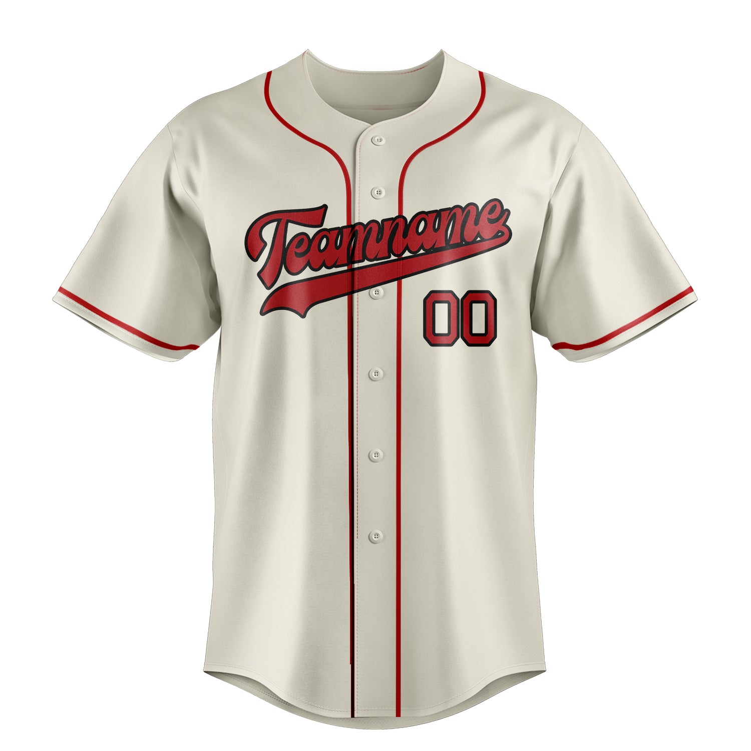 Personalized Cream & Red Color Fan Baseball Jersey
